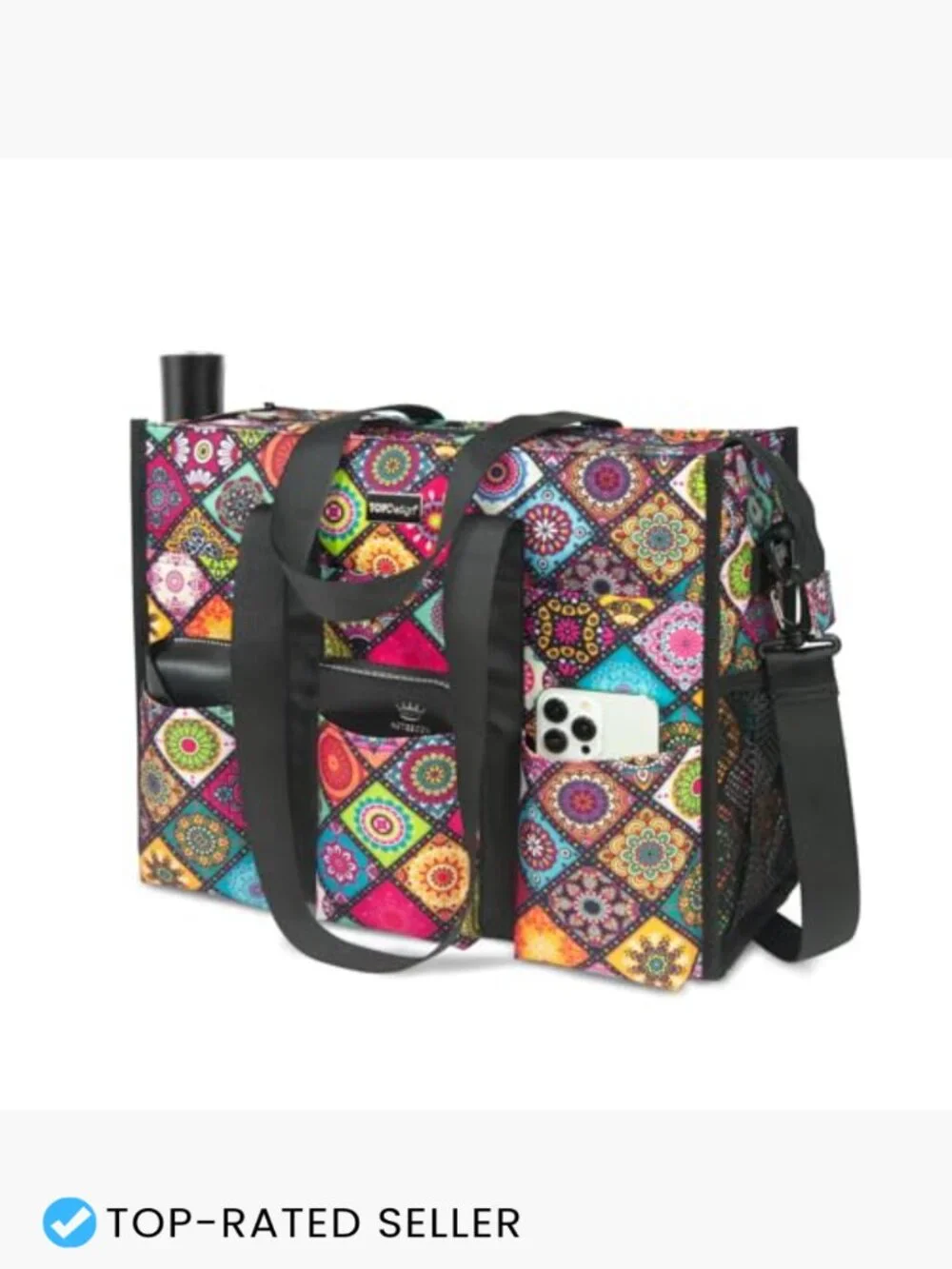 Utility Water Resistant Tote Bag with 22 Pockets Top Zipper Closure for Work